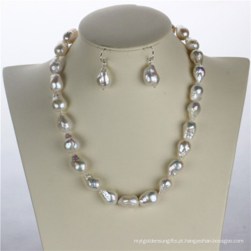 Snh 12 milímetros AA + Edison White Freshwater Bridal Pearl Jewelry Set